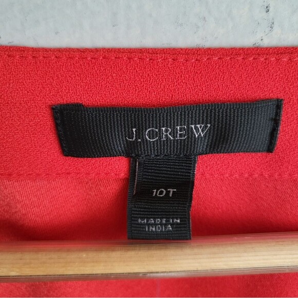 J.Crew Drapey Faux Wrap Top Red NWT Sz 10 Tall Tie Waist - Picture 5 of 14